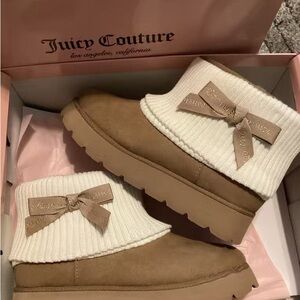 Juicy Couture Brown Boots with Cream Knit Cuff